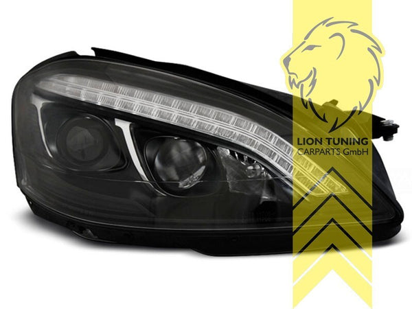 LT Pair XENON LED DRL Halo Eye Headlights Mercedes W221 S-Kl 05-09 black LHD