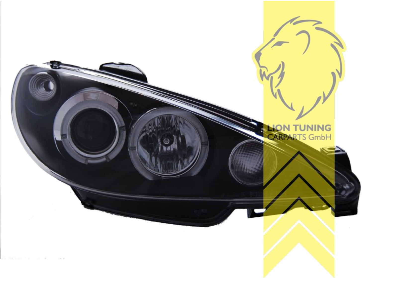 LT LED Angel Eye Halo Headlights Peugeot 206 206CC CC Cabrio SW Break Black LHD