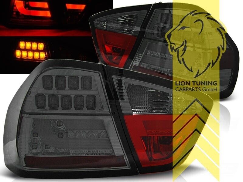 LT Pair LED Lightbar DRL Rear Lights Tail Lamps BMW E90 sedan black smoke LHD