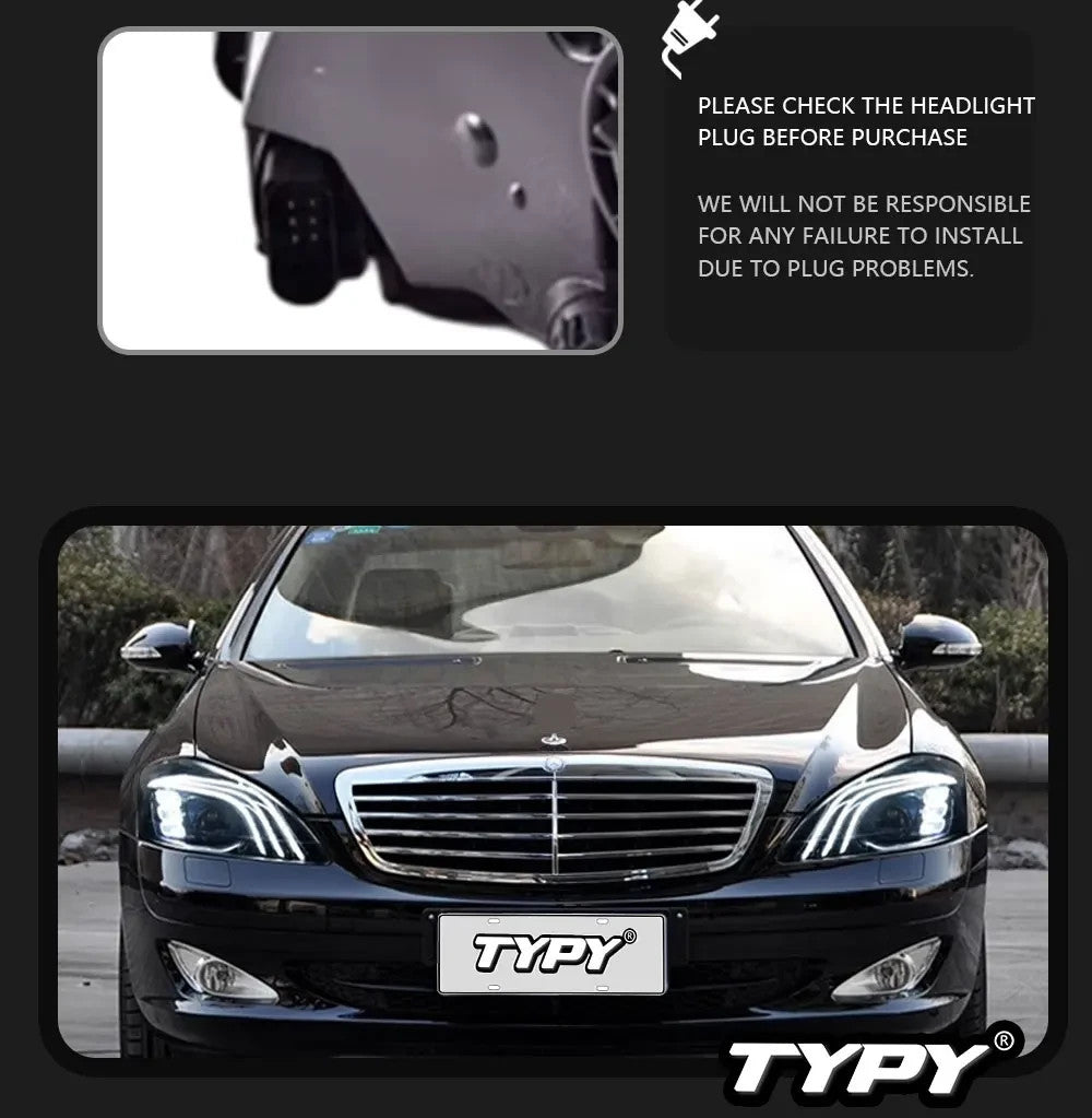 TYPY Pair Benz S-Class W221 06-13 LED DRL Lightbar Headlights LHD