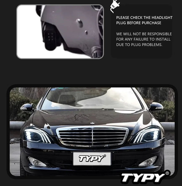 TYPY Pair Benz S-Class W221 06-13 LED DRL Lightbar Headlights LHD