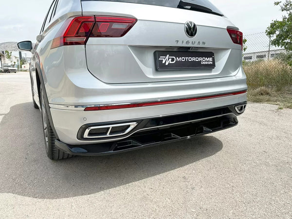 Motordrome Rear Splitter Diffuser VW Tiguan R-Line Mk2 Facelift 20-24 Gloss Blk