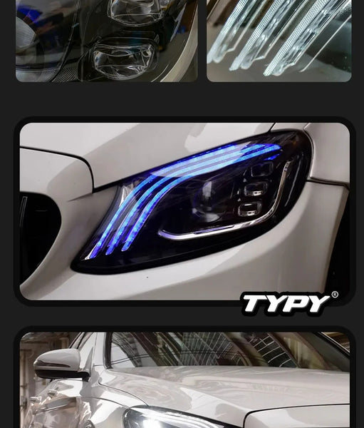 TYPY Pair Benz C-Class W205 15-21 LED DRL Lightbar Headlights LHD