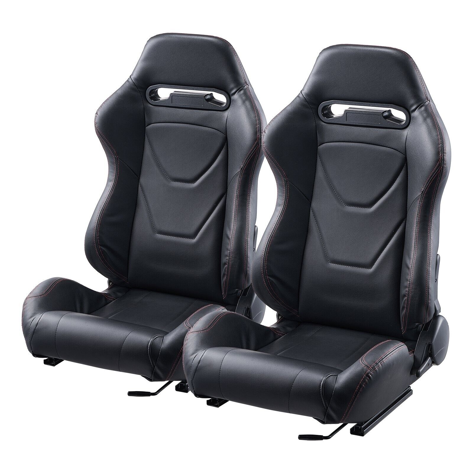 VVR Pair Black Sports Car Van Camper Universal Bucket Seats inc slides