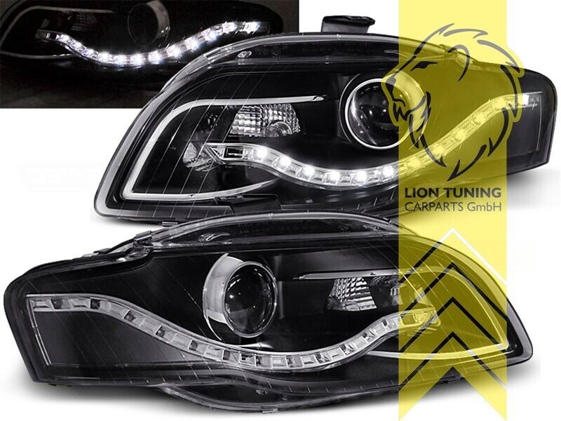 LT LED DRL Lightbar Halo Headlights Audi A4 B7 8E 04-08 Limo Avant black LHD