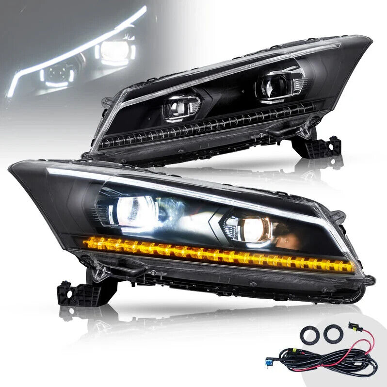 VLAND Honda Accord 2008-2012 SEQUENTIAL Dynamic Animation LED DRL Headlights LHD