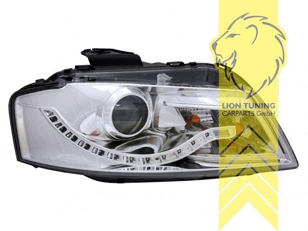 LT Pair LED DRL Halo Lightbar Headlights Audi A3 8P 8PA 03-08 H9 Chrome LHD