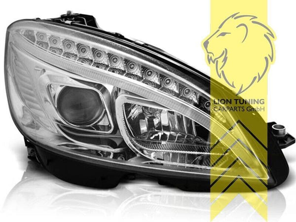 LT Pair LED DRL Lightbar Headlights Mercedes W204 S204 C-Class chrome 07-10 LHD