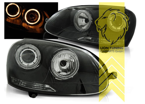 LT Set LED DRL Halo Ring HeadlightsVW Golf 5 V MK5 1K1 1K5 Sedan 03-09 Black LHD