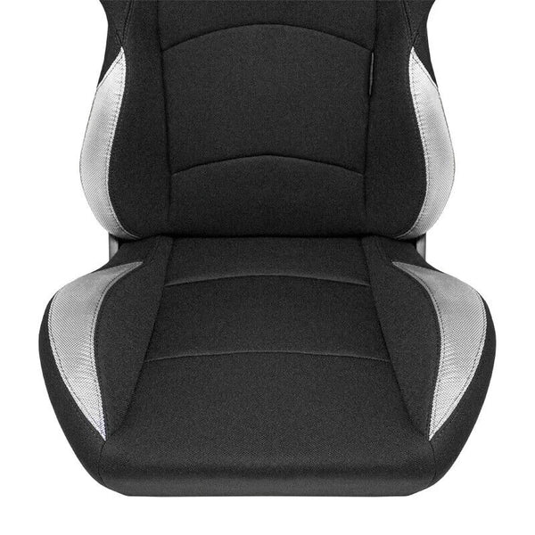 ATS BS2 x1 Universal Recline Fibreglass Hard Back Sports Bucket Seat Black Silver Textile Fabric