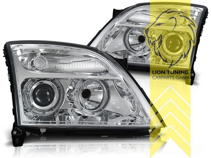 LT LED DRL Halo Ring Headlights Opel Vauxhall Vectra C Saloon Touring chrome LHD