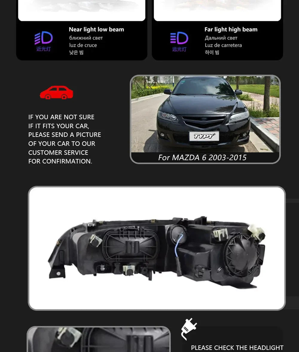 TYPY Pair 03-15 Mazda 6 Bugatti Styling Full LED DRL Dynamic Headlights LED