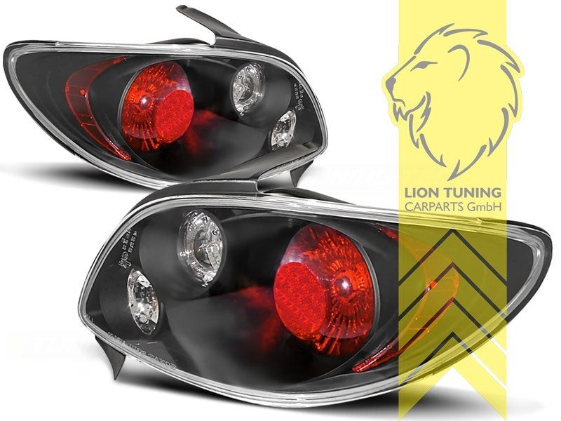LT Pair Halogen Rear Lights Tail Lamps Peugeot 206 2A/C 98-07 black Red LHD