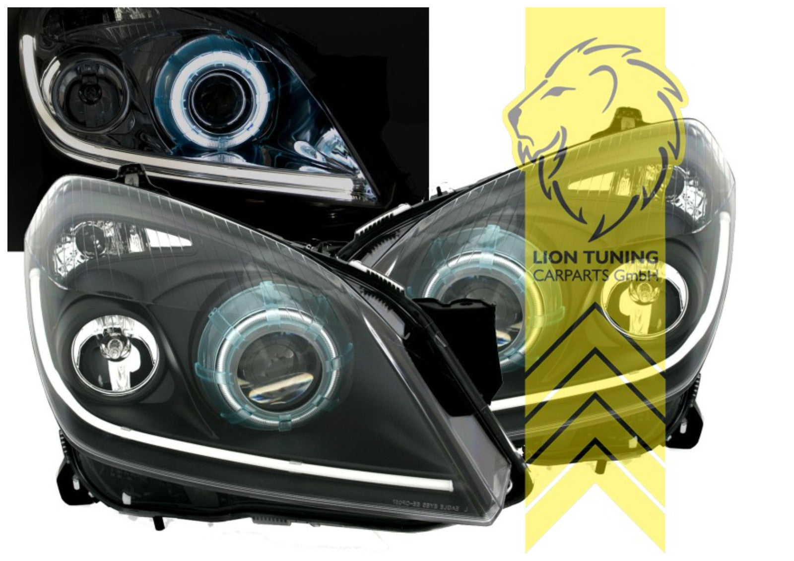 LT LED DRL TF Optics Lightbar Headlights Opel Vauxhall Astra H black XENON LHD