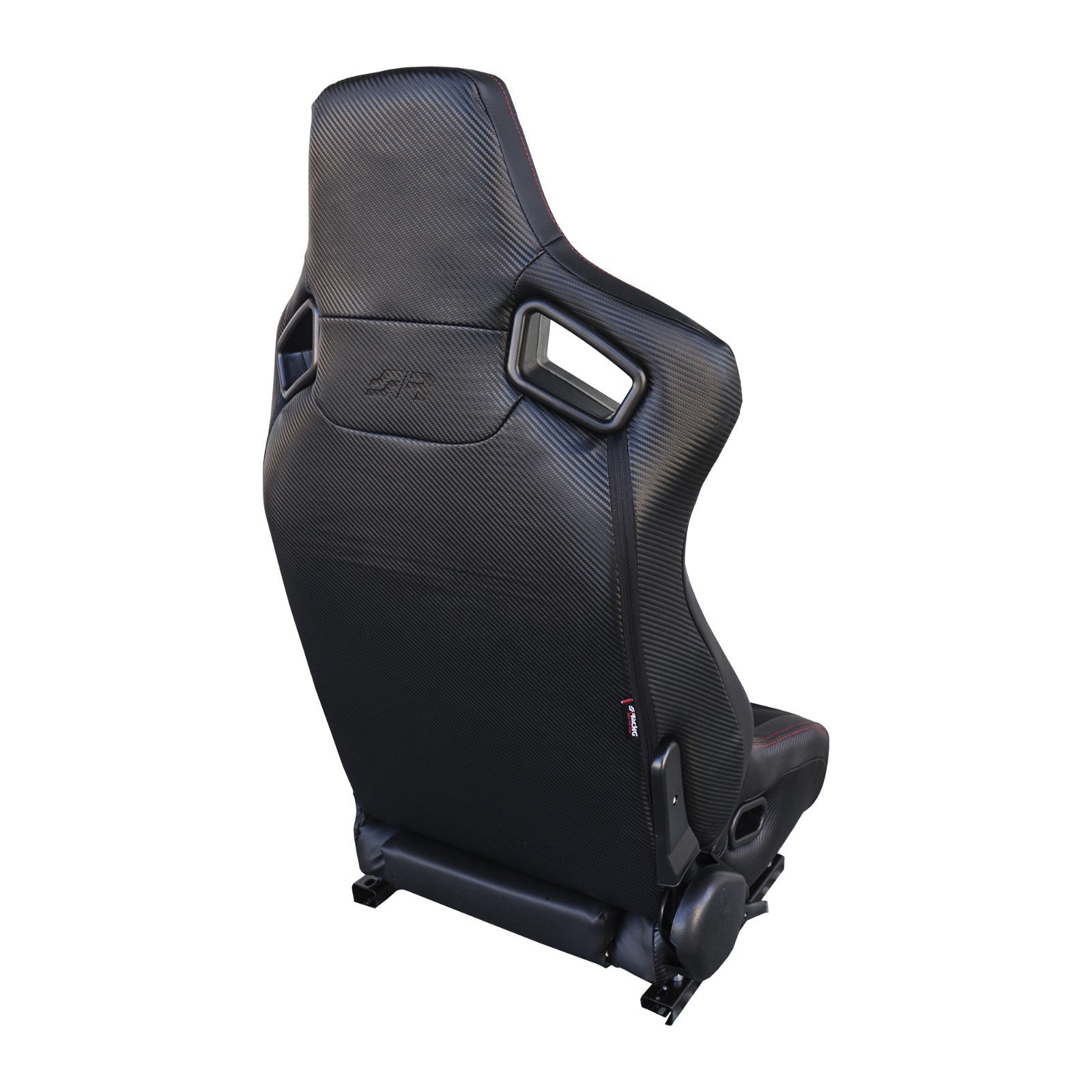 Simoni Universal Pair Luxe x2 Red Stitch Carbon Black Car Bucket Seats + slides