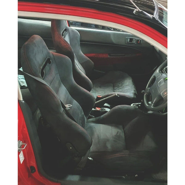 Simoni R Black Reclining Alcantara Red stitch  x1 Sports Bucket Seat + slides