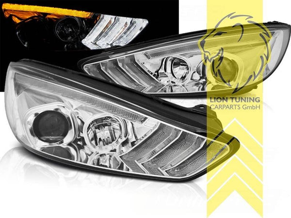 LT LED DRL Lightbar DYNAMIC Headlights Ford Focus 3 MK3 Facelift 15-18 Chrom LHD
