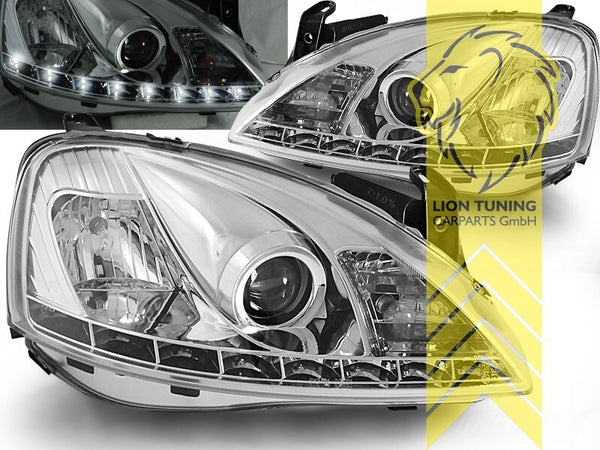 LT Pair LED DRL Halo Lightbar Headlights Opel Corsa C Combo C chrome LHD