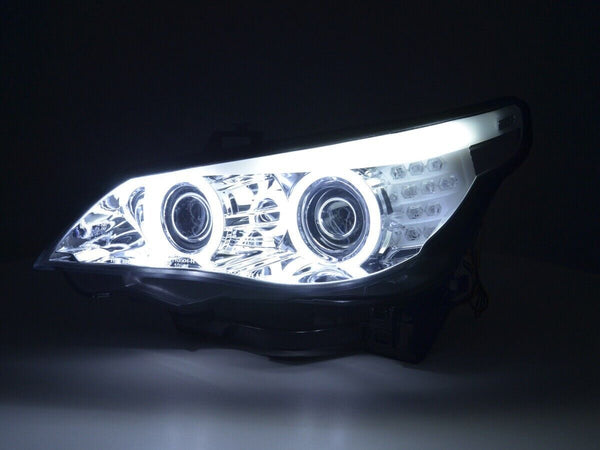 FK LED DRL XENON D1S H1 CCFL Headlights BMW 5-series E60 E61 05-08 Chrome RHD