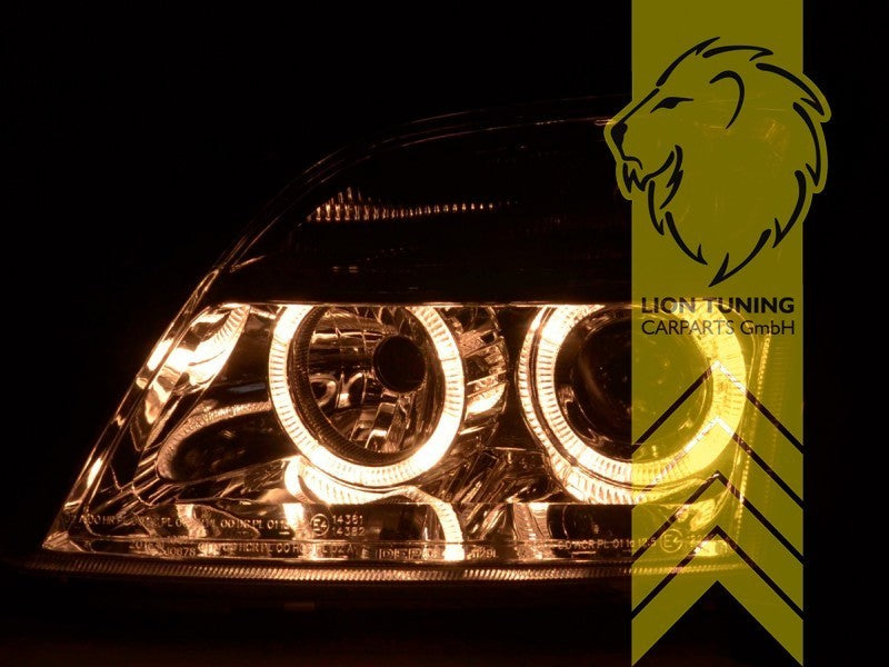 LT LED DRL Halo Headlights Opel Vectra C Facelift 02-06 HatchB Estate black LHD