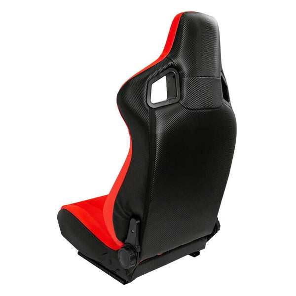 x1 ATS Bright RED & Carbon Weave Car Sim Simulator Bucket Seat + slides