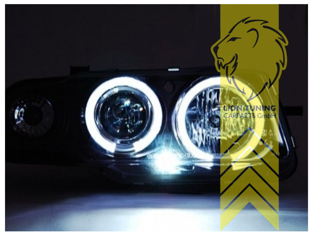 LT Set Opel Vauxhall Astra F Facelift black LED DRL Lightbar Halo Headlights LHD