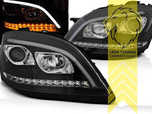 LT LED DRL Lightbar Headlights Mercedes W164 ML M-Class 05-08 black LHD
