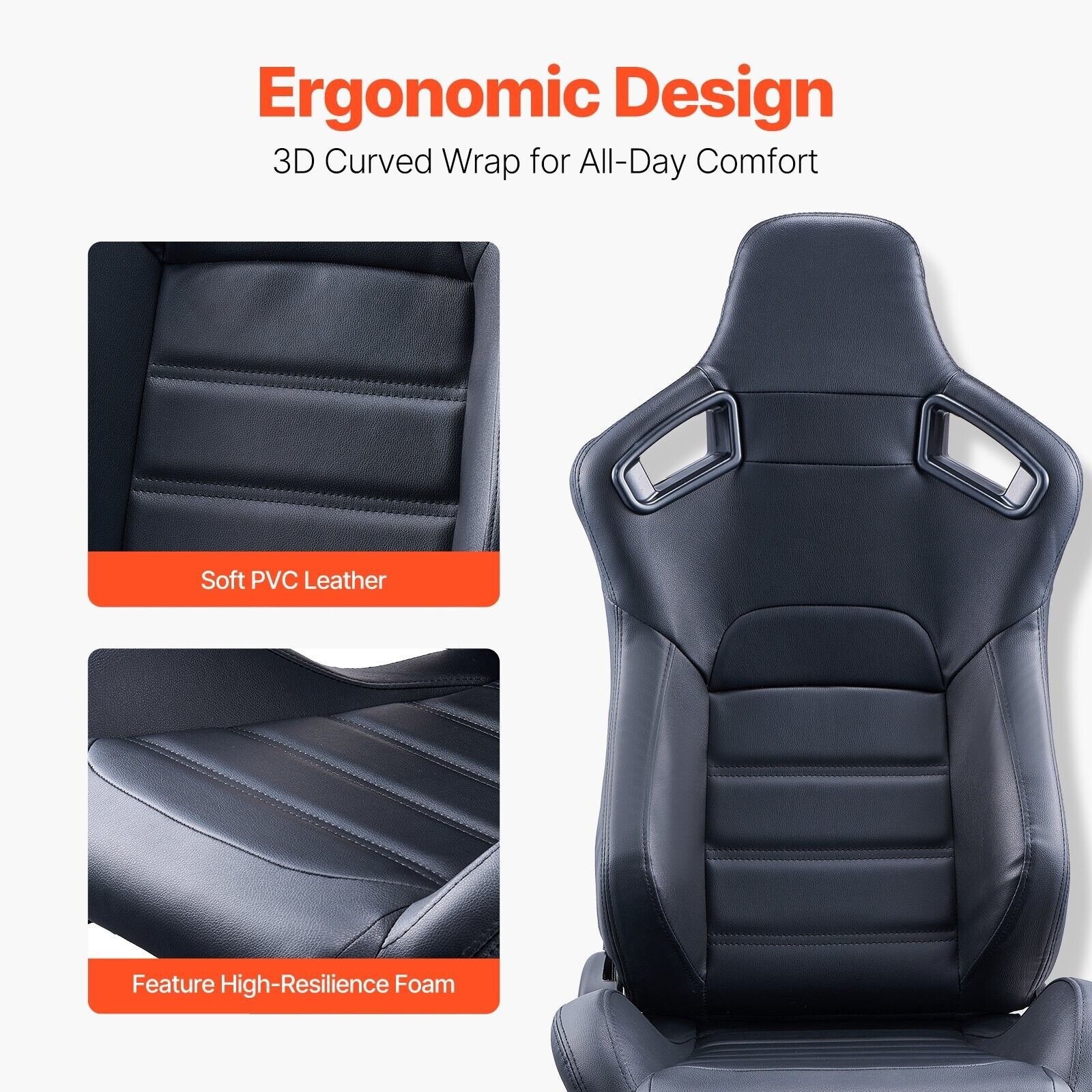 VVR Pair Black Edition Sports Car Van Camper Universal Bucket Seats inc slides