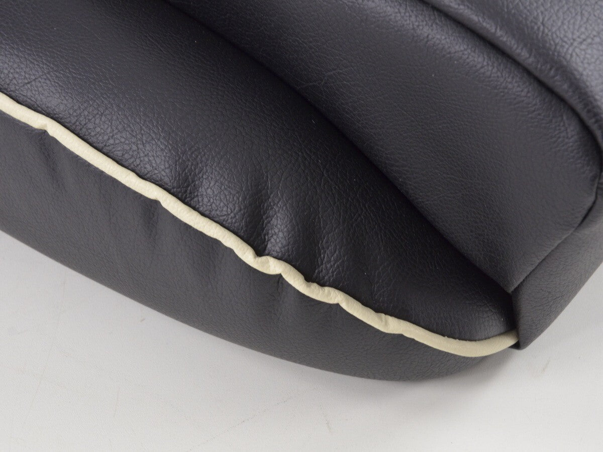 UK FK Pair Universal Fixed Back Classic Retro Bucket Seats Black White Piping