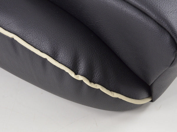 UK FK Pair Universal Fixed Back Classic Retro Bucket Seats Black White Piping