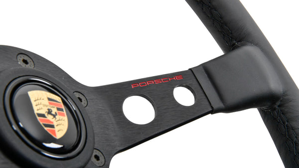 Genuine Porsche Momo Classic performance steering wheel black leather stitching