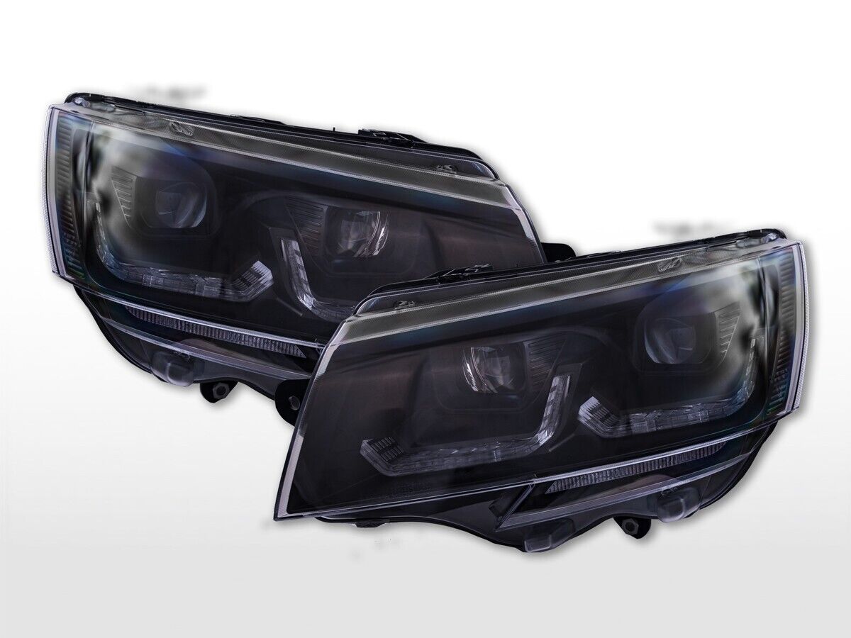 FK Pair LED DRL Dynamic Halogen Headlights VW T6 Transporter 20+ black LHD