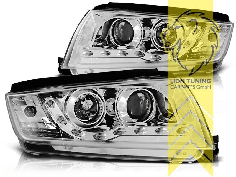 LT Pair LED DRL Lightbar Halo Ring Headlights Skoda Fabia 1 6Y chrome LHD