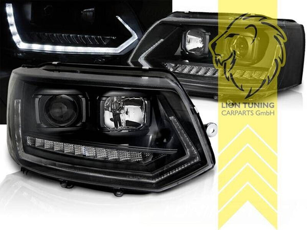 LT LED DRL Halo Headlights VW T6 15-19 Bus Transporter Multivan black LHD