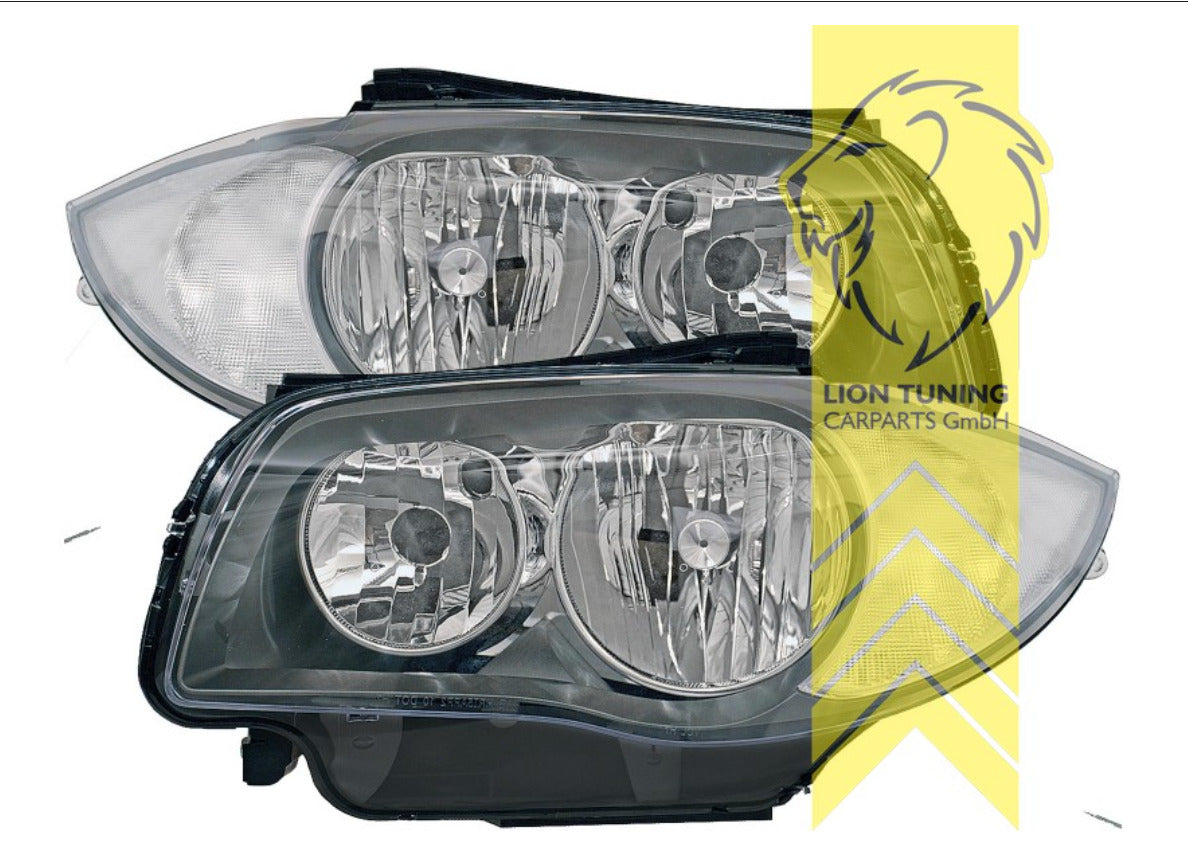 LT Pair Halogen Headlights BMW E81 E82 E87 E88 clear glass black LHD