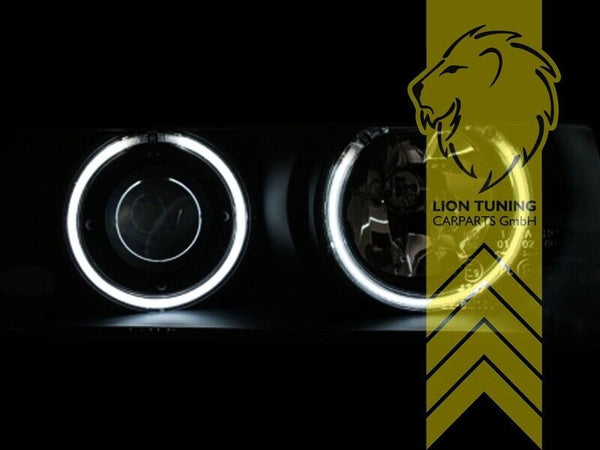 LT LED DRL Halo Ring Angel Eye Headlights BMW E36 Coupe Cabrio 92-99 black LHD