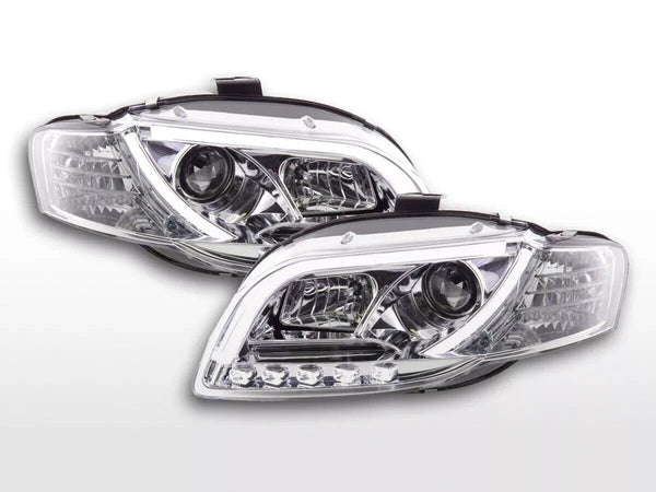 FK LED DRL Lightbar SERVO Headlights Audi A4 B7 8E 04-08 H1 & H7 Chrome S4 LHD