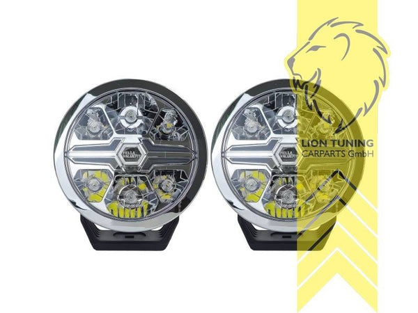 LT x2 7" Hella Chrome Blade Universal LED Auxiliary High Beam Fogs Headlights