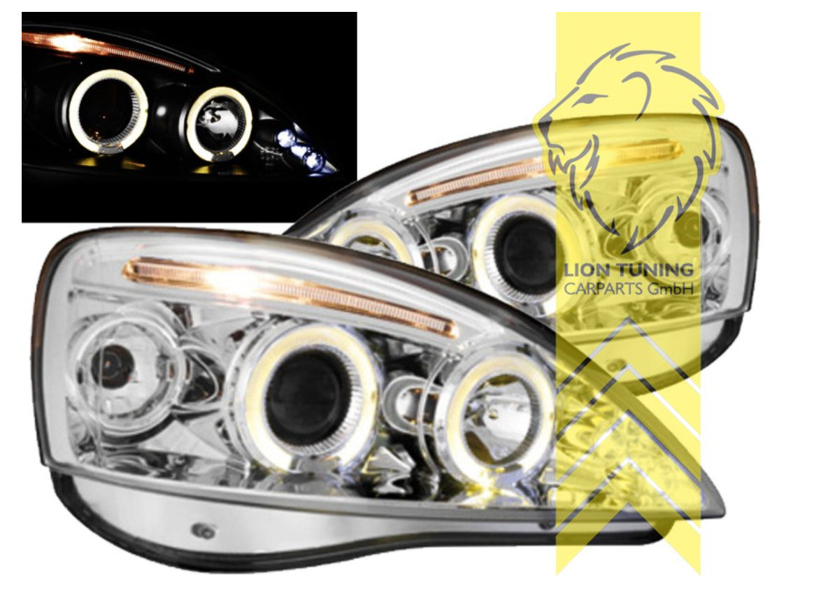 LT LED DRL Halo Ring Lightbar Headlights Opel Vauxhall Corsa C Combo chrome LHD