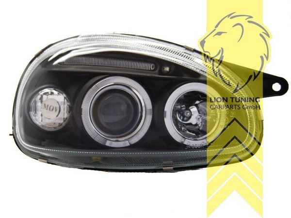 LT Pair LED DRL Angel Eye Halo Ring Headlights Opel Corsa B Combo B black LHD