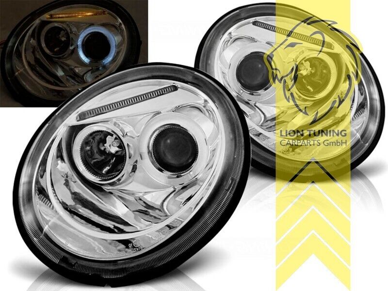 LT LED DRL Lightbar Halo Ring Eye Headlights VW New Beetle chrome LHD