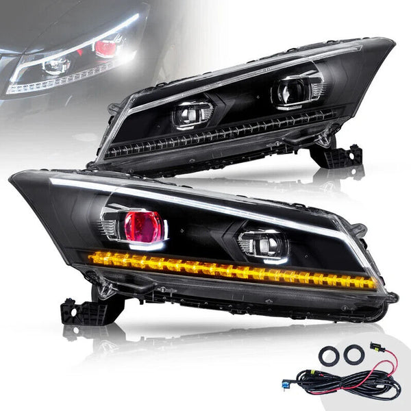 VLAND Honda Accord 2008-2012 SEQUENTIAL Dynamic Animation LED DRL Headlights LHD