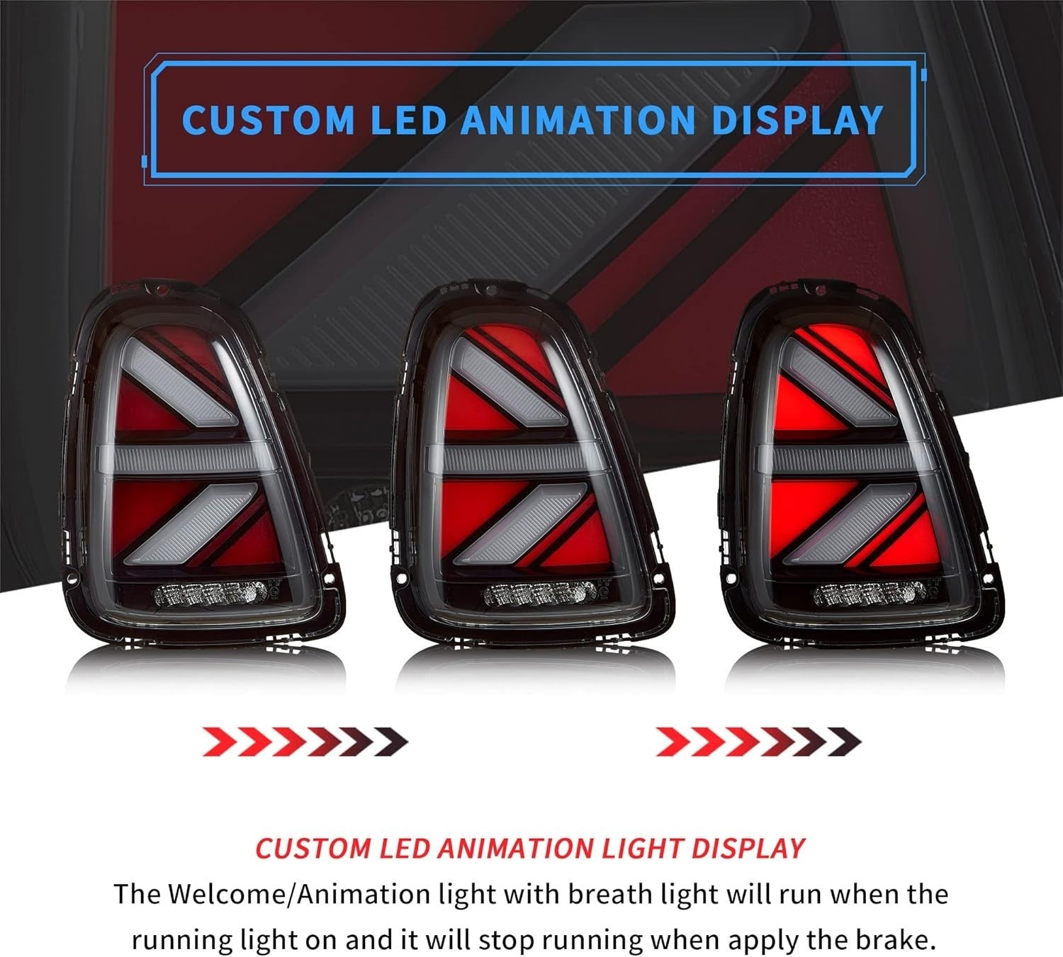 UK RHD VLAND BMW Mini R56 R57 R58 R59 07-15 LED Lightbar Rear Lights WELCOME SEQ