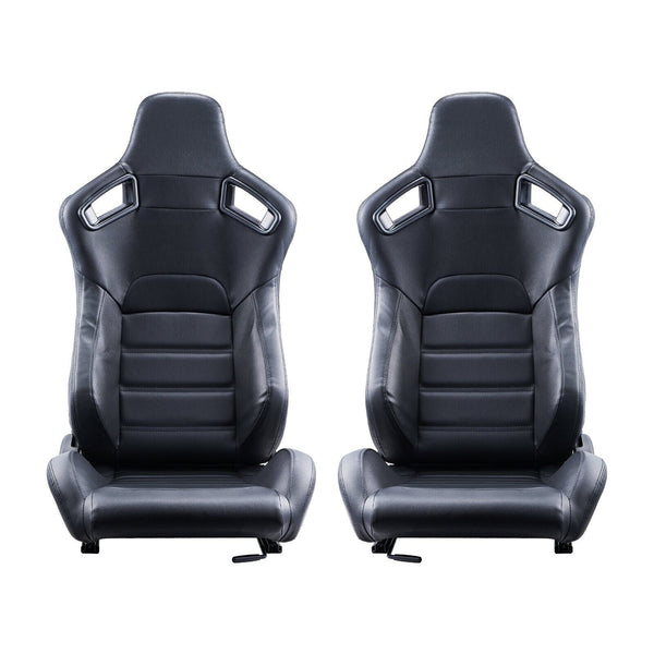 VVR Pair Black Edition Sports Car Van Camper Universal Bucket Seats inc slides