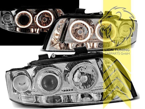 LT LED DRL Halo Headlights Audi A4 B6 8E Sedan Avant 00-04 chrome LHD