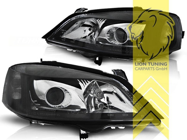 LT Pair XENON Projector Headlights Astra G T98 F67 Black 98-05 H7 HB3 Black LHD
