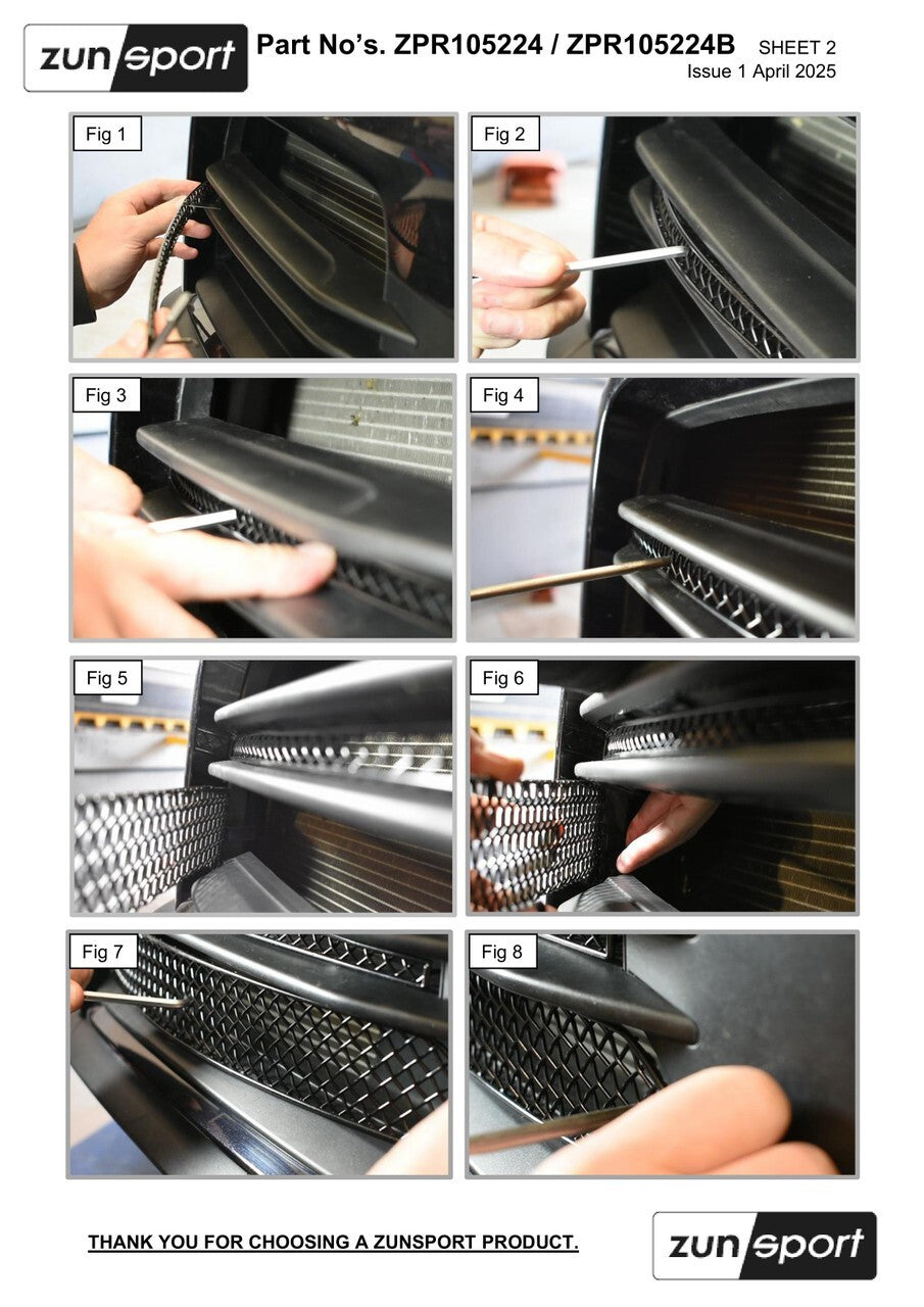 Zunsport Porsche Carrera 992.2 Base T S 24+ Stainless Outer Grille Front Bumper