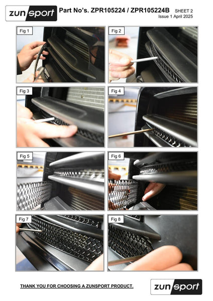 Zunsport Porsche Carrera 992.2 Base T S 24+ Stainless Outer Grille Front Bumper