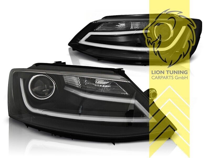 LT Pair LED DRL Lightbar Headlights VW Jetta 4 IV 162 11-18 black LHD