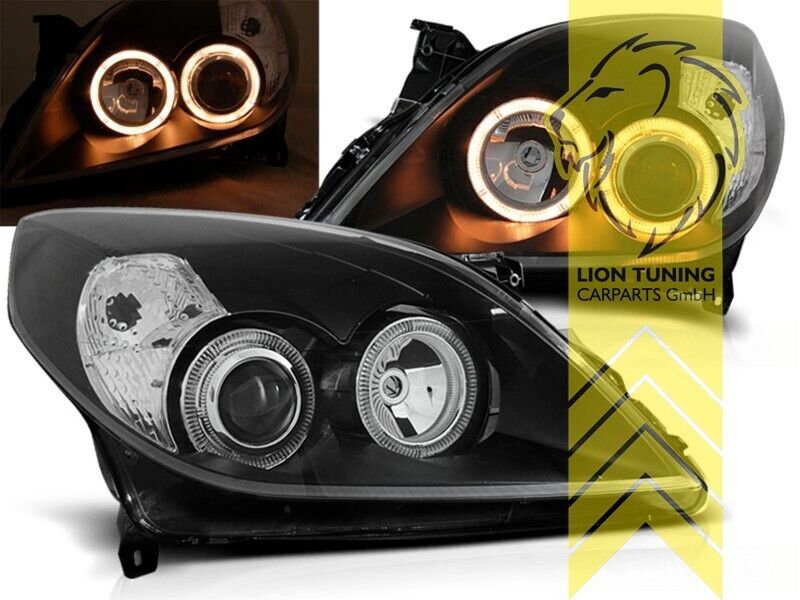 LT LED DRL Halo Ring Headlights Opel Vectra C Facelift 05-08 Hatch Est black LHD